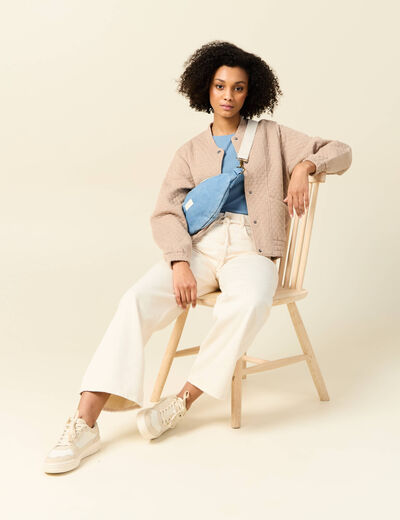 Gilet matelassé boutonné creme femme