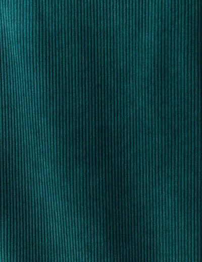Robe droite velours col polo vert fonc&eacute; femme