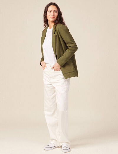 Gilet manches longues vert kaki femme