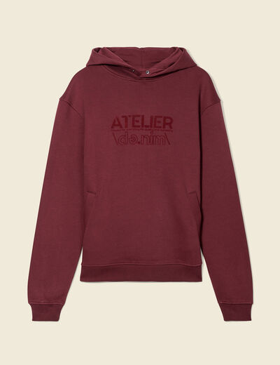 Sweat à capuche rouge foncé homme