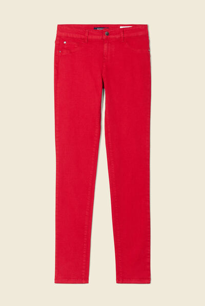 Pantalon slim rouge foncé femme