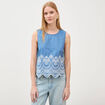 Top en jeans sans manches col rond bleu clair femme