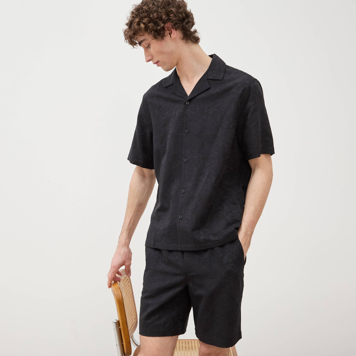 Bermuda coupe droite noir homme