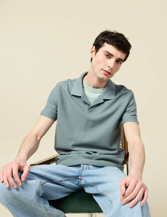 Polo manches courtes bleu gris homme