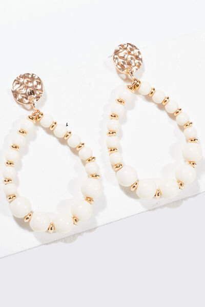 Boucles d'oreilles pendantes ecru femme