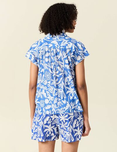 Blouse manches courtes bleu femme