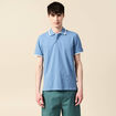 Polo cintr&eacute; en coton manches courtes bleu gris homme