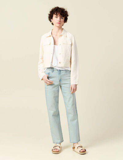Jeans droit 7/8ème denim baby bleu femme