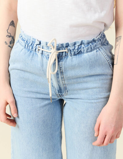 Jeans large baggy élastiqué denim used femme