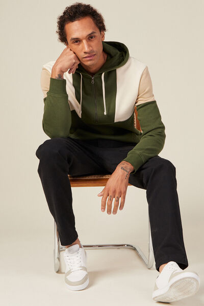 Sweat éco-responsable vert kaki homme