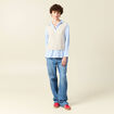 Pull sans manches col en V creme femme