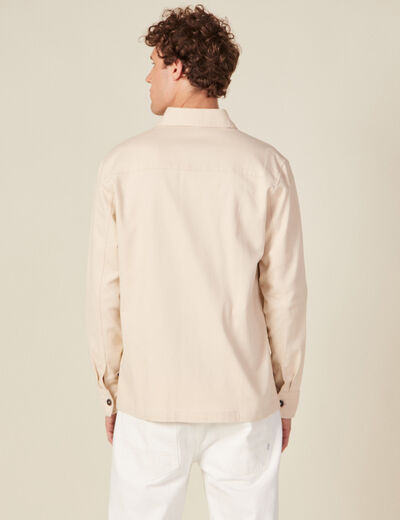 Surchemise manches longues beige homme