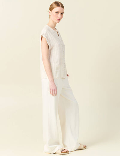 Chemise manches courtes creme femme