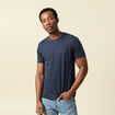 T-shirt ajust&eacute; col rond manches courtes bleu marine homme