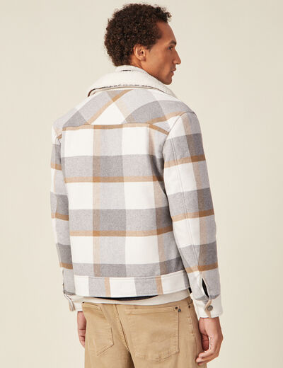 Blouson droit court &agrave; manches longues ecru homme