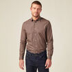 Chemise en coton manches longues marron homme
