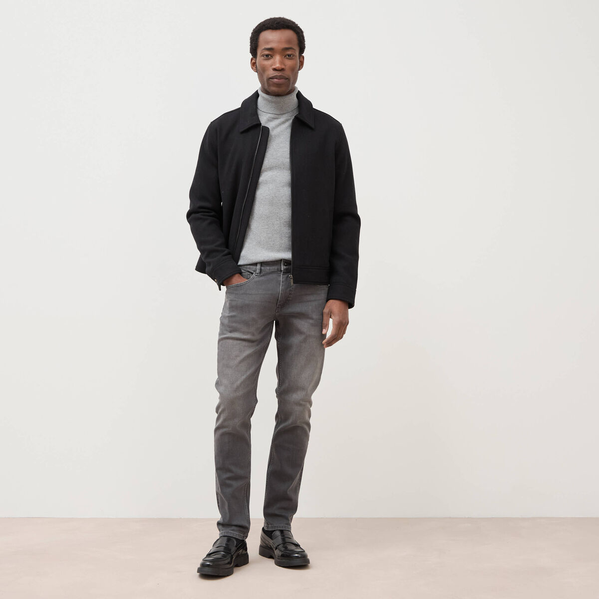 Jeans slim 5 poches longueur 32 denim gris homme