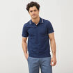 Polo cintr&eacute; en coton manches courtes bleu marine homme