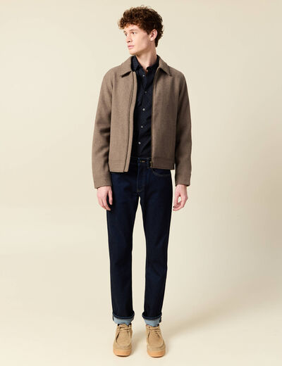 Chemise en coton manches longues bleu homme