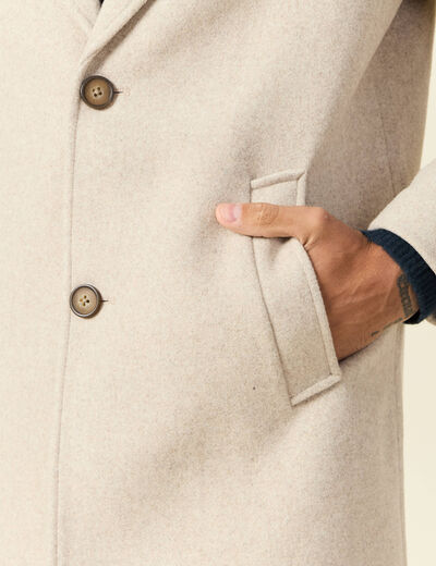 Manteau long boutonné beige homme