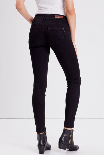 Jeans slim push up 7/8ème denim noir femme