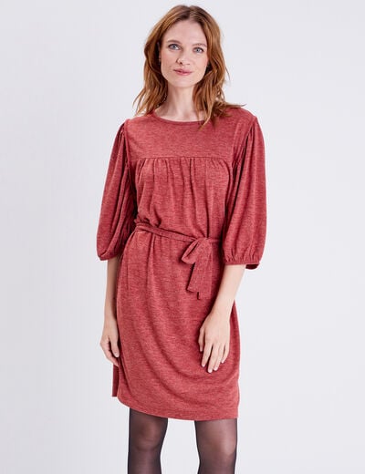 Robe droite ceinturée orange foncé femme