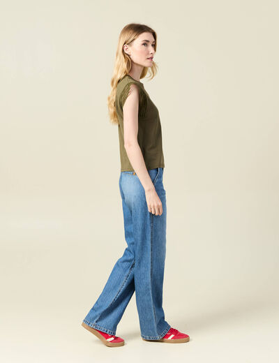 T-shirt manches courtes vert kaki femme