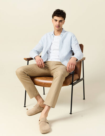 Pantalon chino taupe homme