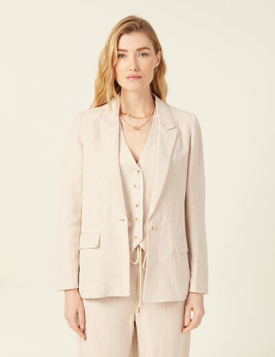 Veste ajust&eacute;e manches longues doublure sable femme