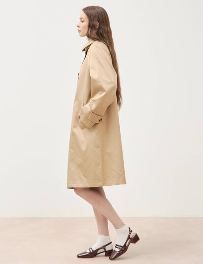 Trench long oversize r&eacute;versible beige femme