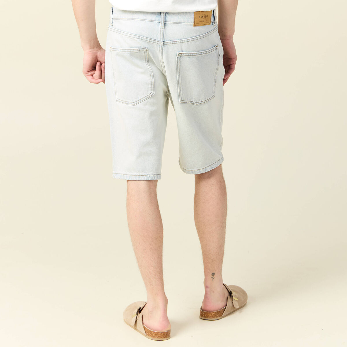 Bermuda droit en jean denim snow bleach homme
