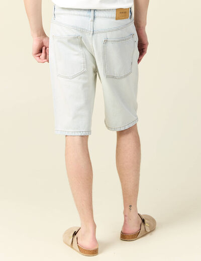 Bermuda droit en jean denim snow bleach homme