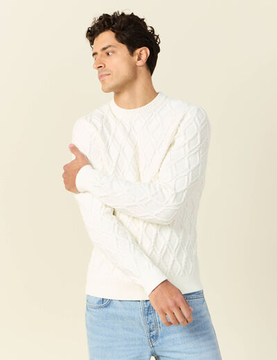 Pull manches longues blanc homme