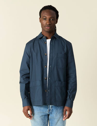 Surchemise manches longues bleu marine homme
