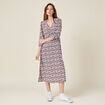 Robe cintr&eacute;e col v manches longues bleu marine femme
