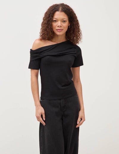 T-shirt ajust&eacute; manches courtes noir femme