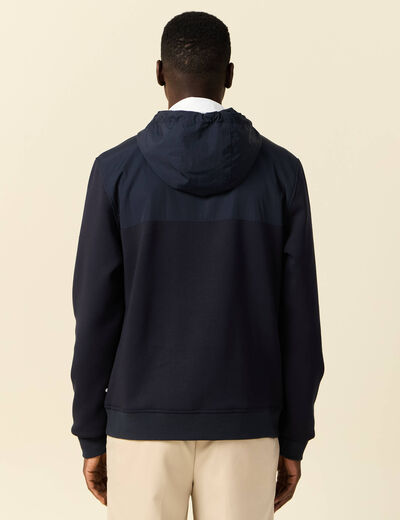 Sweat zippé à capuche bleu marine homme