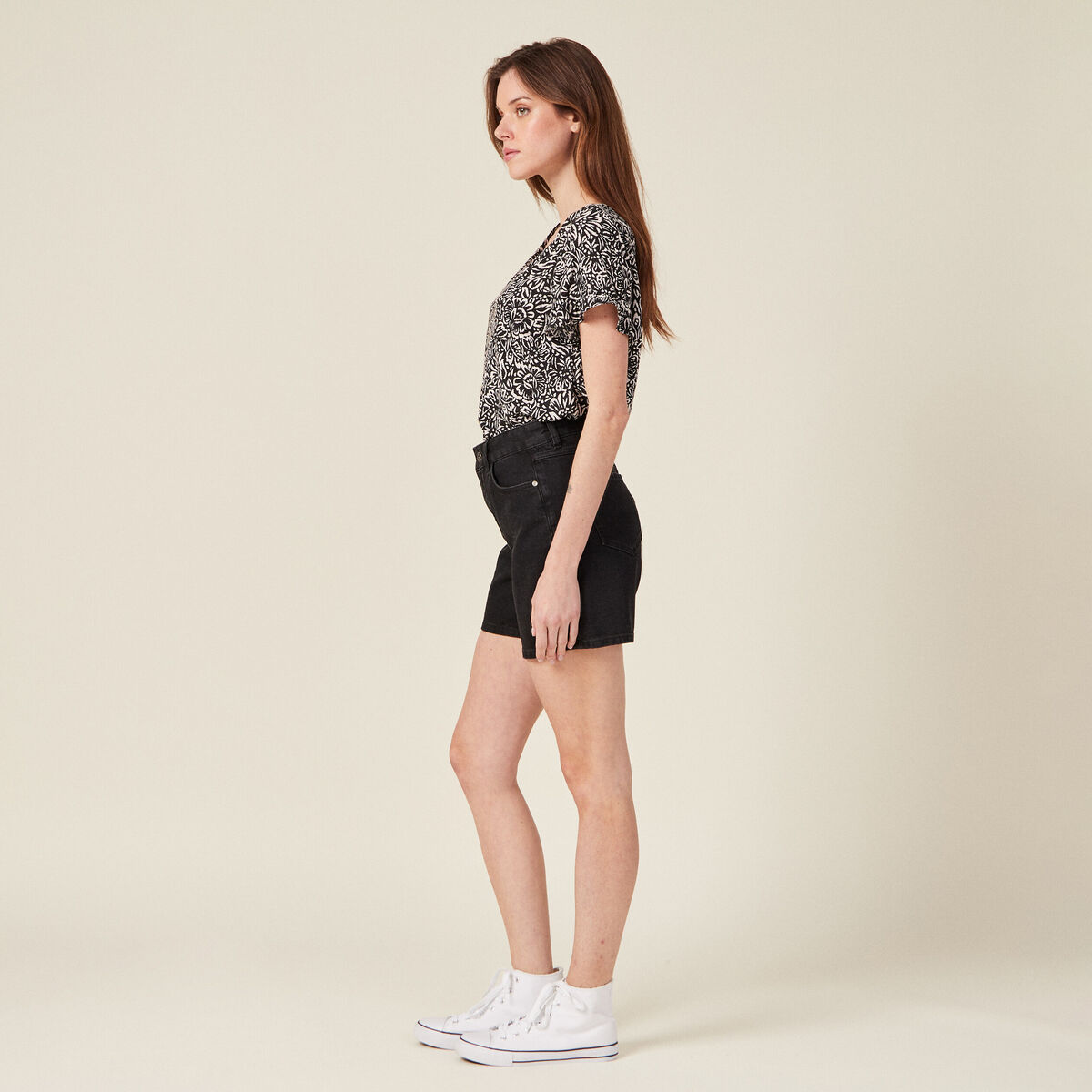 Chemise manches courtes noir femme