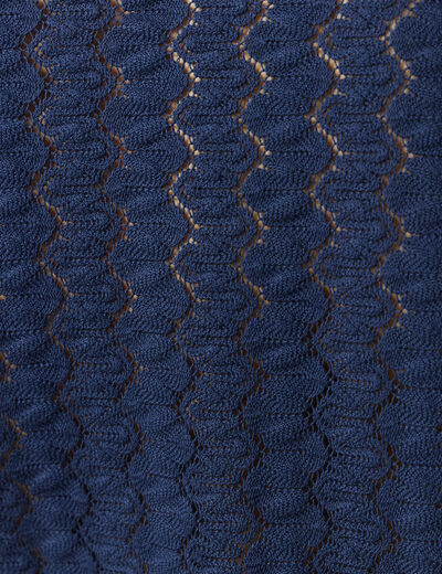 T-shirt manches longues ajouré bleu marine femme