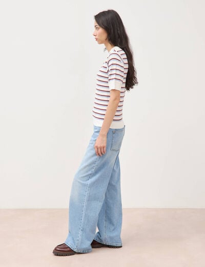 Polo manches courtes ecru femme