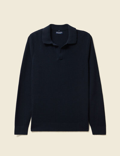 Pull manches longues bleu marine homme