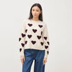 Pull manches longues bouclette col rond prune femme