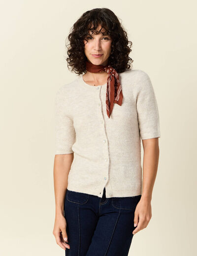 Gilet manches courtes creme femme
