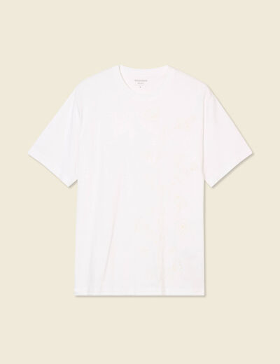 T-shirt manches courtes brodé ecru homme