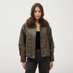 Blouson oversize manches longues vert olive femme