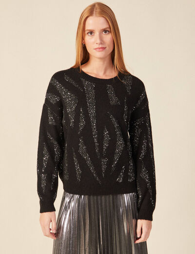 Pull éco-responsable sequins noir femme