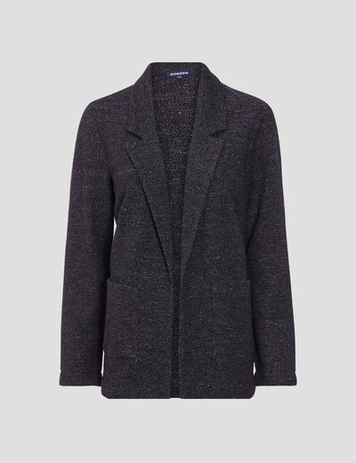Veste droite manches longues noir femme