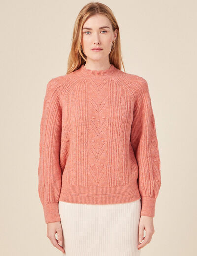 Pull manches longues rose femme