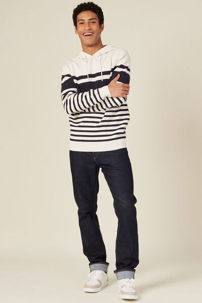 Pull à capuche éco-responsable ecru homme
