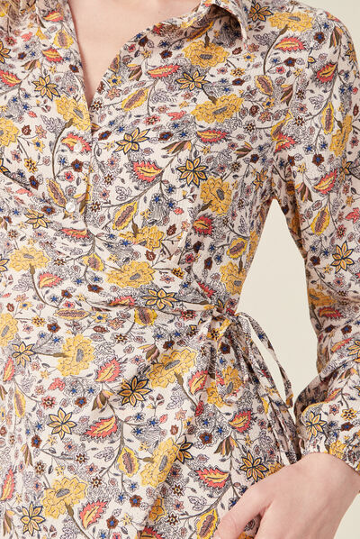Robe longue droite drapée beige femme